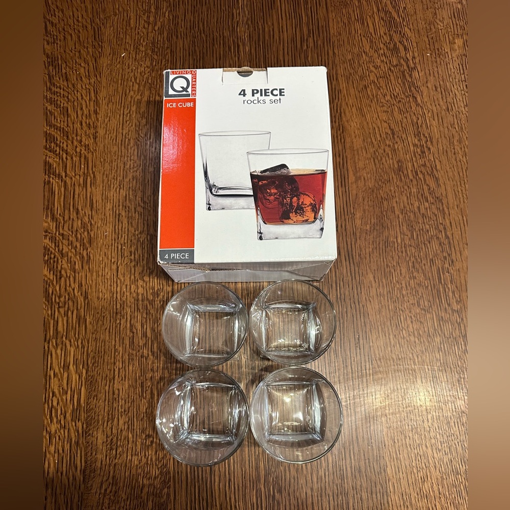 Living Quarters Ice Cube 4 Piece Rocks Glass Set - Picture 4 of 6